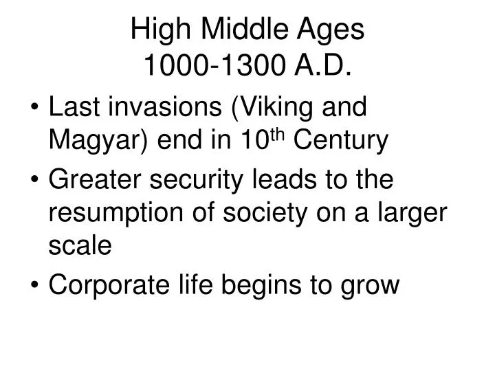 high middle ages 1000 1300 a d