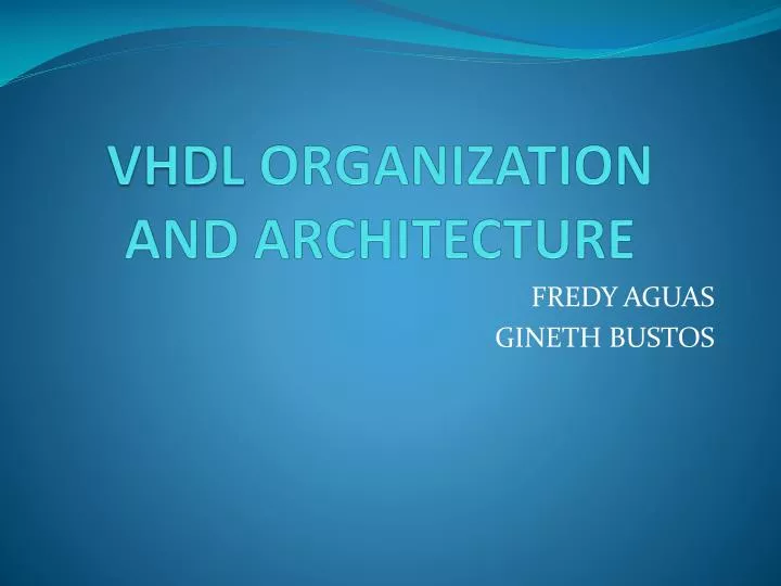 vhdl organization and architecture