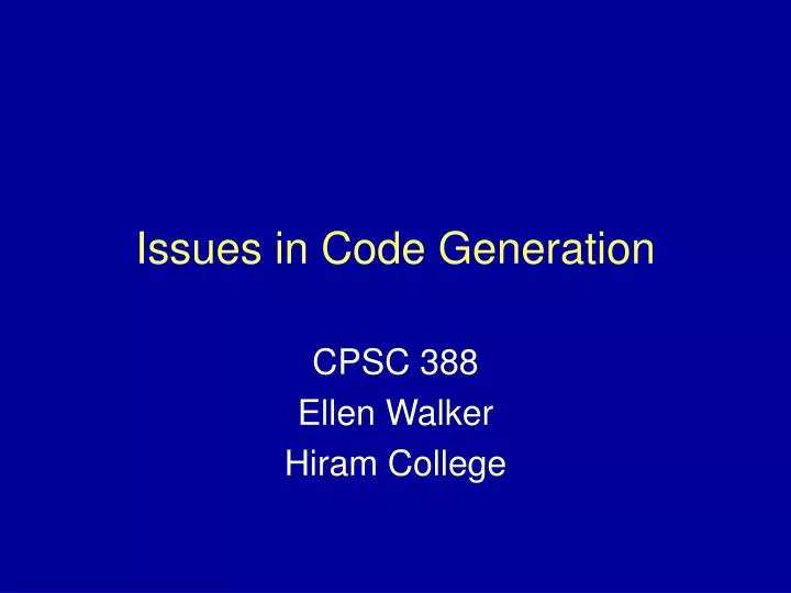 issues in code generation