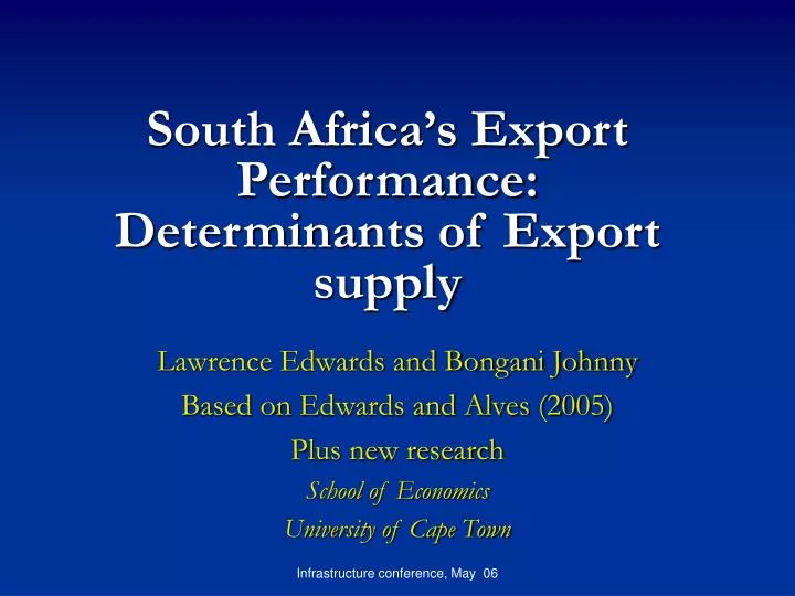 south africa s export performance determinants of export supply