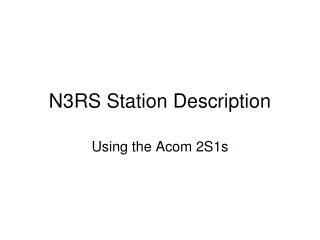 N3RS Station Description
