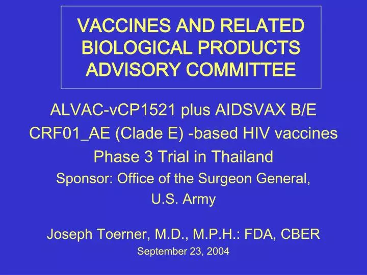 vaccines and related biological products advisory committee