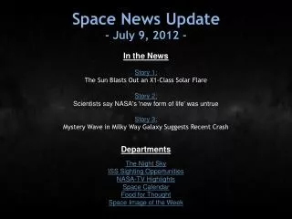 Space News Update - July 9, 2012 -