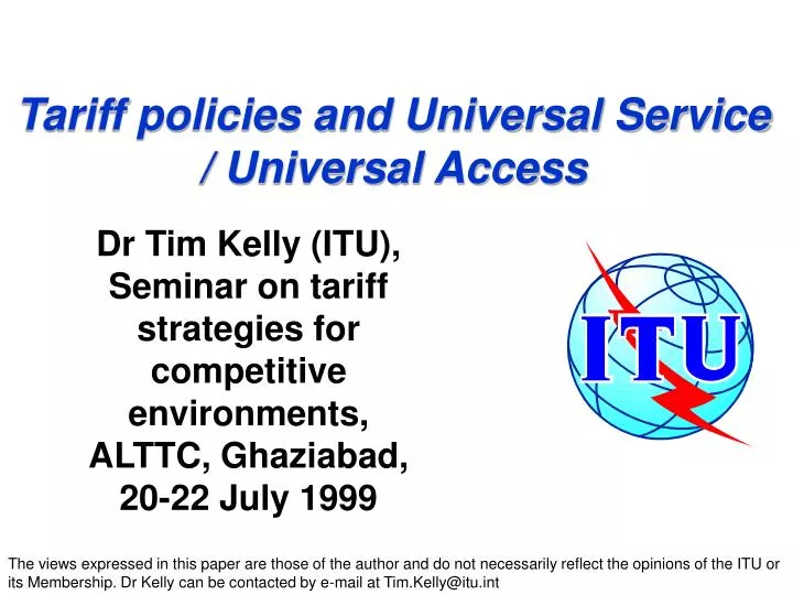 tariff policies and universal service universal access