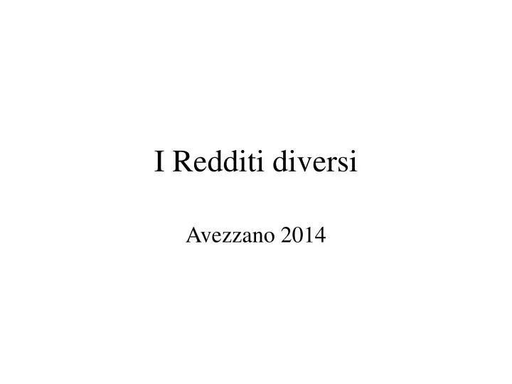 i redditi diversi