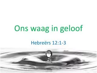 ons waag in geloof