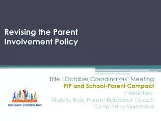 Revising the Parent Involvement Policy