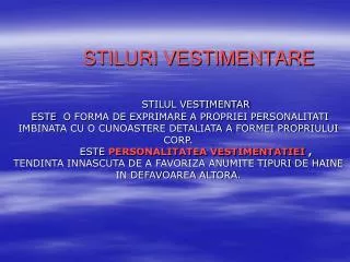 stiluri vestimentare