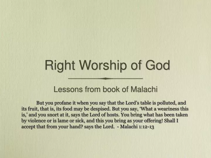 right worship of god