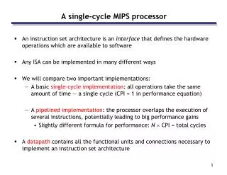 A single-cycle MIPS processor