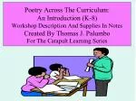 Poetry Across the Curriculum Workshop: Inspiring Creative Writing - slide 1