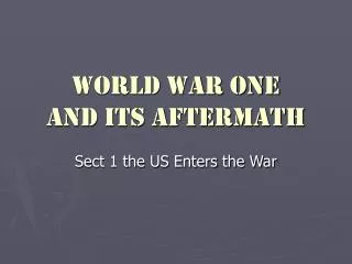 world war one and its aftermath