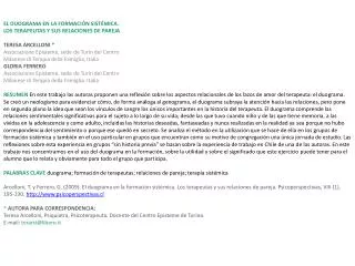 EL DUOGRAMA EN LA FORMACIÓN SISTÉMICA. LOS TERAPEUTAS Y SUS RELACIONES DE PAREJA