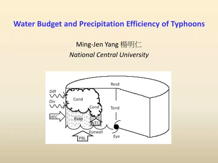 water budget and precipitation efficiency of typhoons