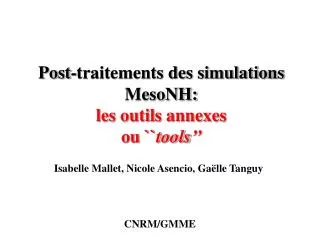 post traitements des simulations mesonh les outils annexes ou tools