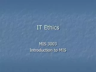 IT Ethics