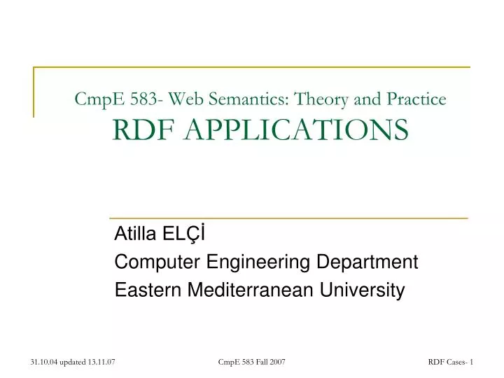cmpe 583 web semantics theory and practice rdf applications