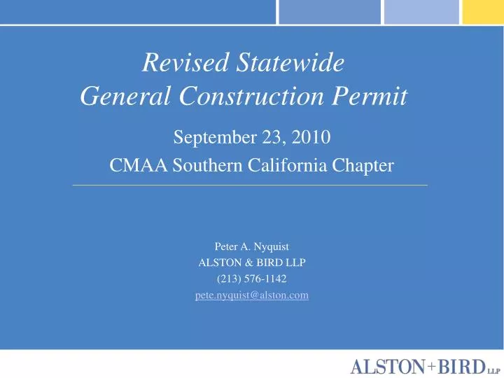 revised statewide general construction permit