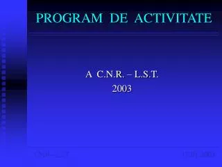 program de activitate