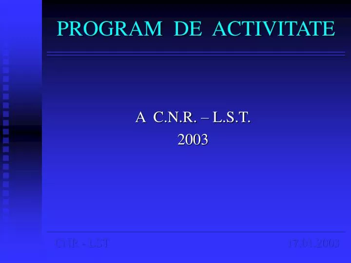 program de activitate