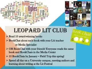 Leopard Lit Club Read 10 award-winning books BookChat about each book with your LA teacher