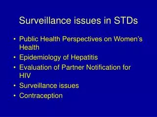 Surveillance issues in STDs