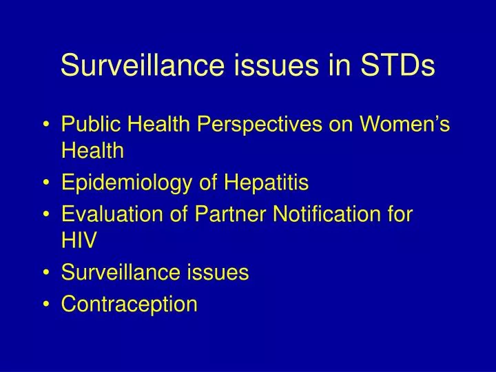 surveillance issues in stds