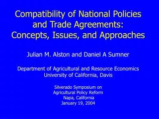 Compatibility of National Policies and Trade Agreements: Concepts, Issues, and Approaches