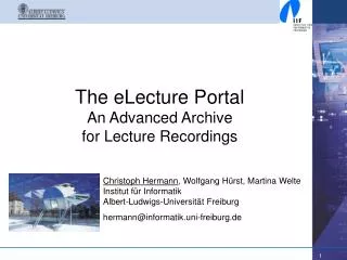 The eLecture Portal An Advanced Archive for Lecture Recordings