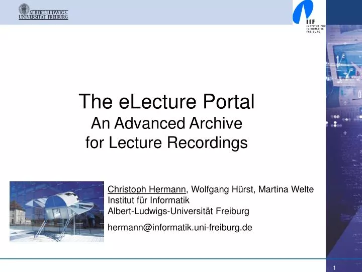 the electure portal an advanced archive for lecture recordings