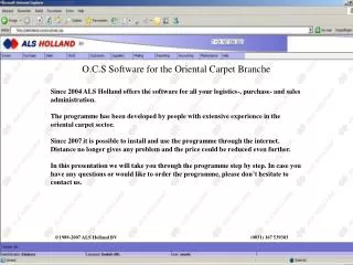 O.C.S Software for the Oriental Carpet Branche
