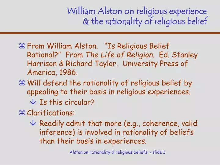 william alston on religious experience the rationality of religious belief