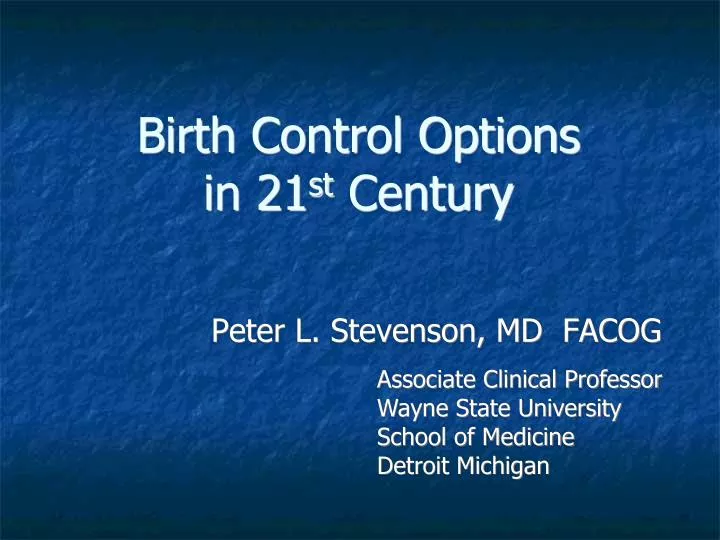 birth control options in 21 st century