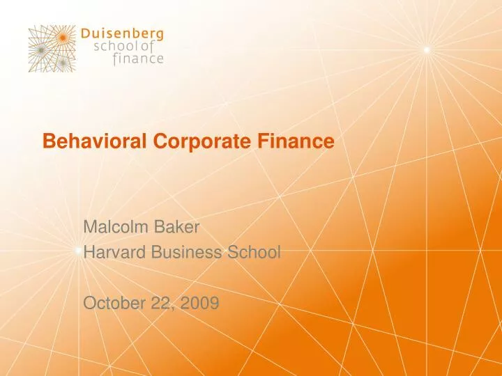 behavioral corporate finance