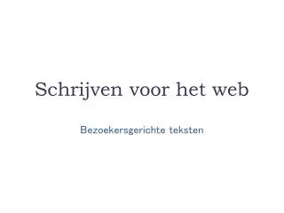schrijven voor het web