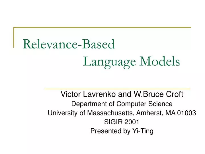 relevance based language models