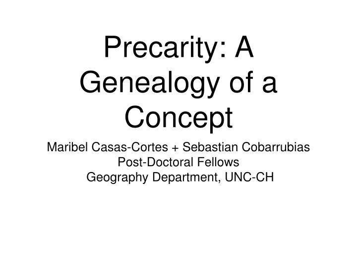 precarity a genealogy of a concept
