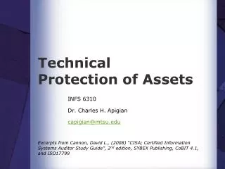 Technical Protection of Assets