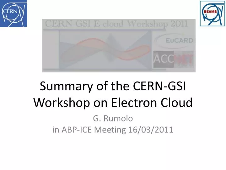 summary of the cern gsi workshop on electron cloud