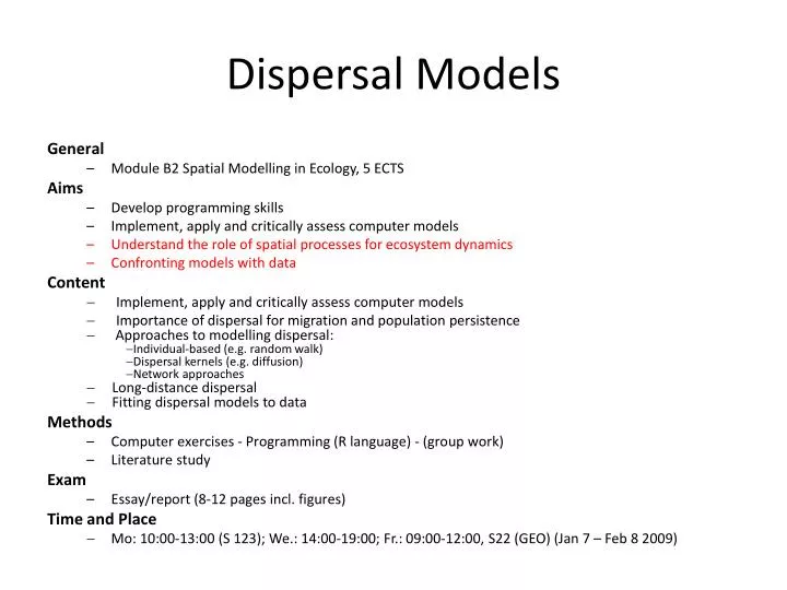dispersal models