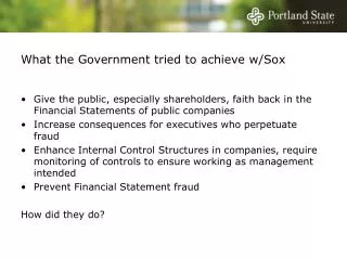 What the Government tried to achieve w/Sox