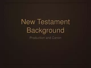 New Testament Background