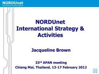 NORDUnet International Strategy &amp; Activities