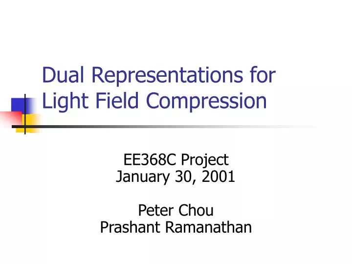 dual representations for light field compression