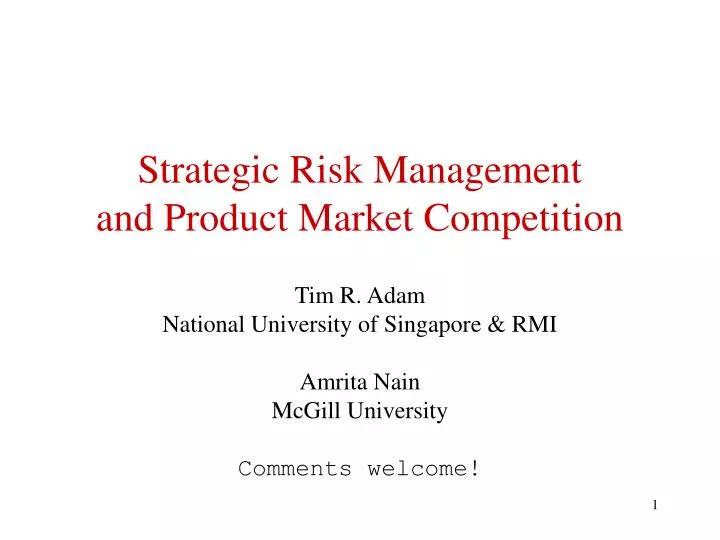 strategic risk management and product market competition