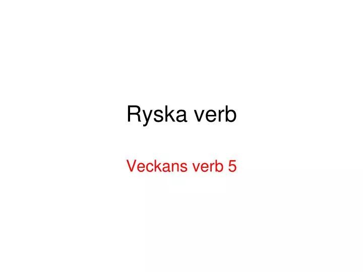 ryska verb