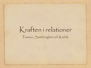 kraften i relationer