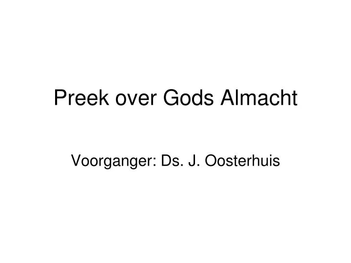 preek over gods almacht