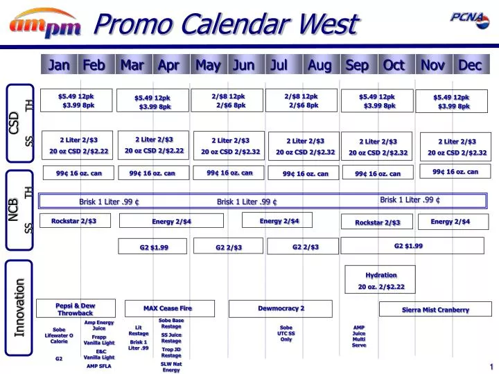 promo calendar west
