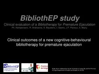 Clinical outcomes of a new cognitive-behavioural bibliotherapy for premature ejaculation